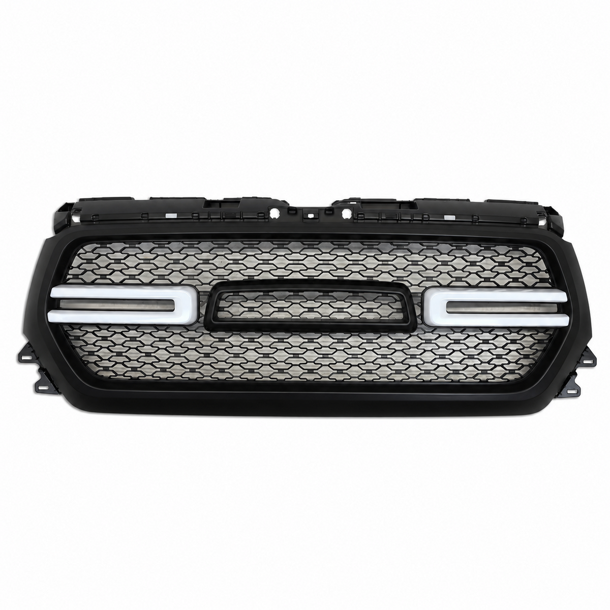 Mesh grille Dodge RAM 1500 met verlichte letters vooraanzicht