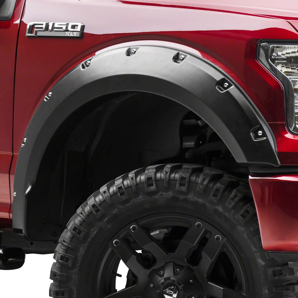 Ford F150 Kotflügelverbreiterungen mit Schraubenakzenten & Schmutzfänger (glatt) 2015-2017